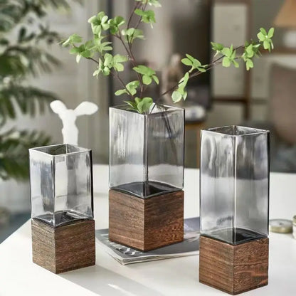 Wooden Glass Vase