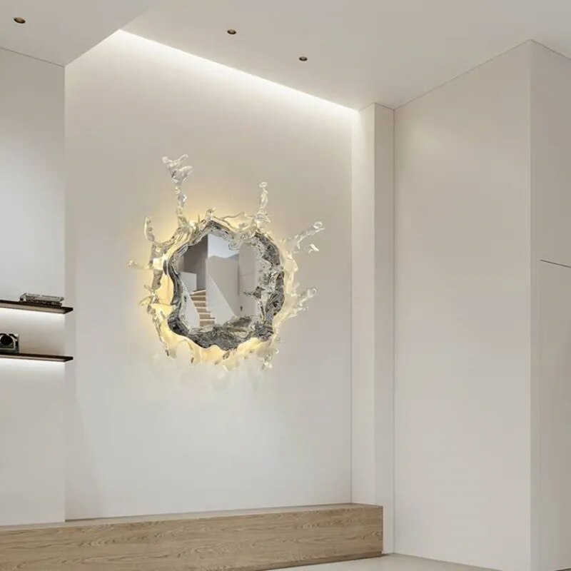 Novel Art Water Spray Style Wall Lamp With Mirror