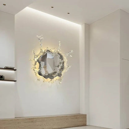 Novel Art Water Spray Style Wall Lamp With Mirror