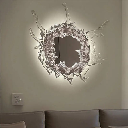 Novel Art Water Spray Style Wall Lamp With Mirror