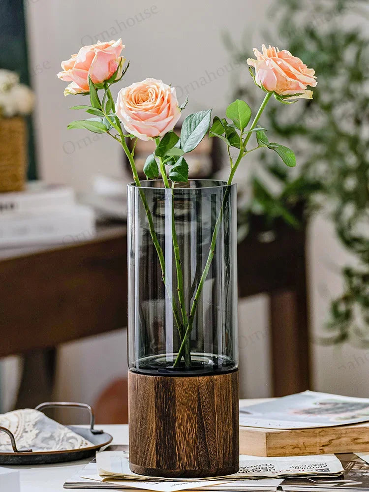 Modern Simple  Wooden glass Vase