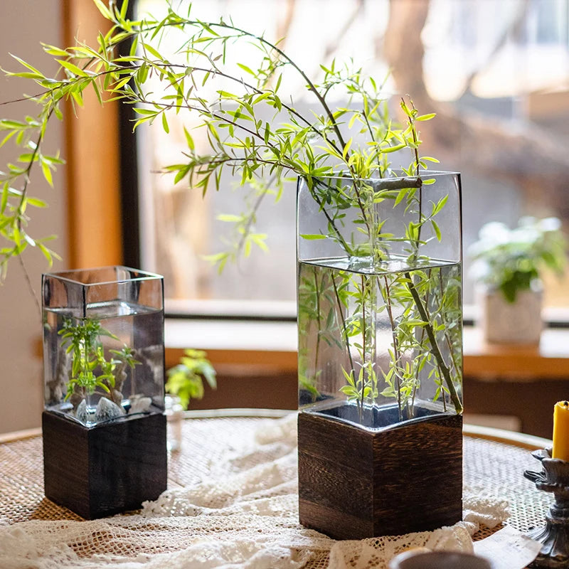 Wooden Glass Vase