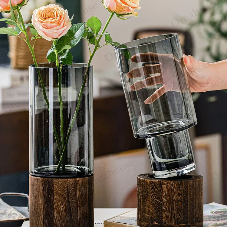 Modern Simple  Wooden glass Vase