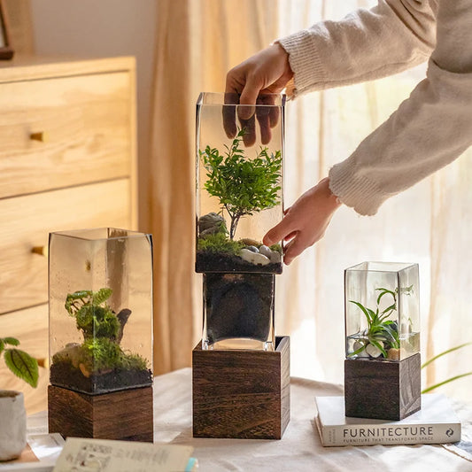 Wooden Glass Vase