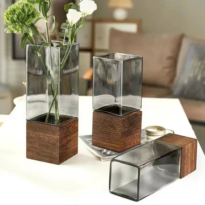 Wooden Glass Vase