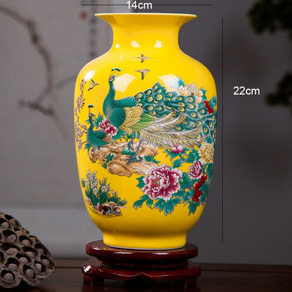 Yellow Peacock Flower Vase