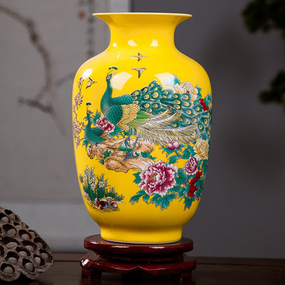 Yellow Peacock Flower Vase