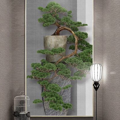 3D Stereoscopic Green Pine Tree Wallpaper