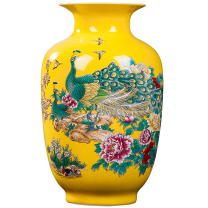 Yellow Peacock Flower Vase