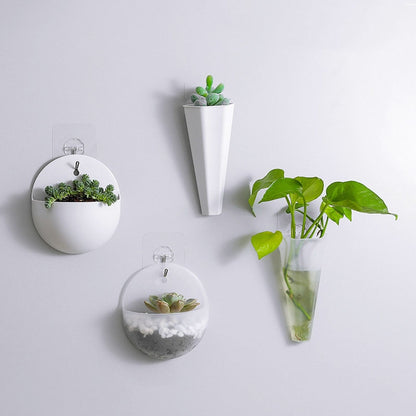 1PC Plastic Vase Hydroponic Wall Mounted Plant Hanging Flower